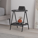Стол приставной с 2-мя круглыми столешницами цвета антрацит ESSEL SIDE TABLE ANTHRACITE варинант исполнения - 3 | Loft Concept в Барнауле