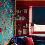 Обои с вышивкой ручной работы Flora Rio colourway on Liso Pine wool sateen варинант исполнения - 2 | Loft Concept в Барнауле