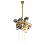 Люстра подвесная со стеклянными плафонами из дымчатого и золотистого с шестью вертикальными подвесками Gilded Mirage  варинант исполнения - 2 | Loft Concept в Барнауле