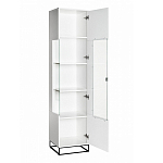 Шкаф-витрина белая с полками и стеклянной дверью Strict Lines варинант исполнения - 2 | Loft Concept в Барнауле