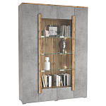 Шкаф-витрина с фасадом серого цвета 4-х дверная Grace of Furniture варинант исполнения - 1 | Loft Concept в Барнауле