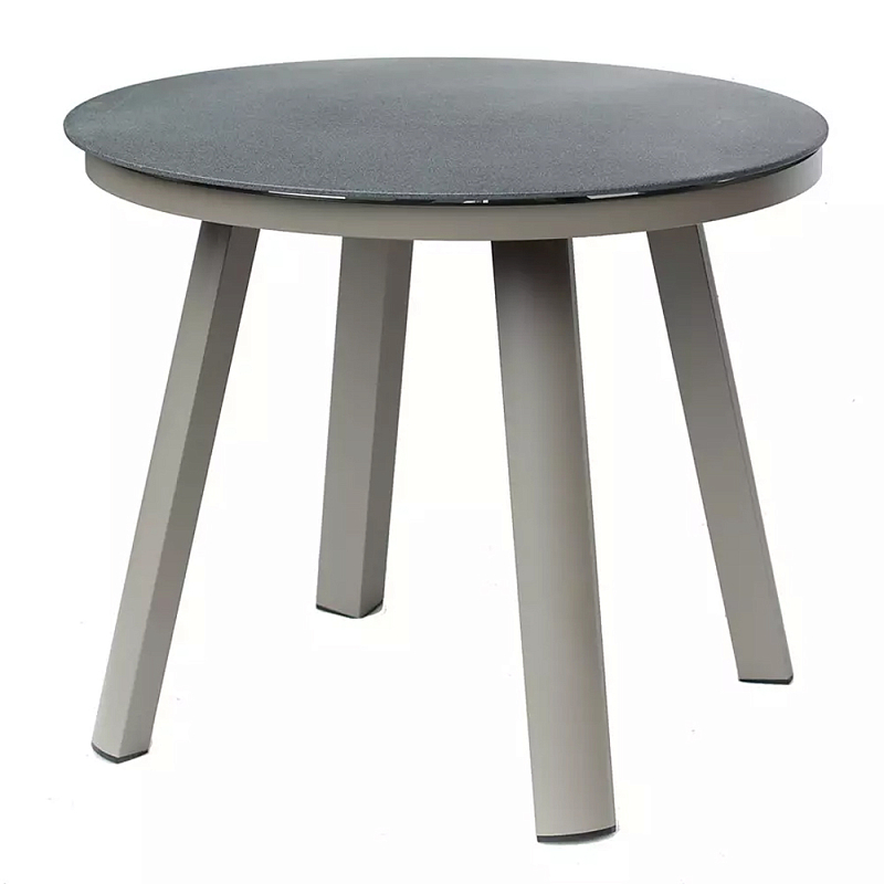 Круглый обеденный стол с стеклянной столешницей на 4-х ножках Perfectly Smooth Surface Бежевый Серый Круглый обеденный стол с стеклянной столешницей на 4-х ножках Perfectly Smooth Surface Бежевый Серый в Барнауле | Loft Concept