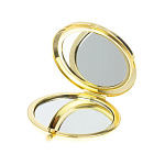 Зеркало карманное складное круглое из натурального камня Малахит с Хризоколлой в подарочной упаковке Gold Stone Mirrors варинант исполнения - 3 | Loft Concept в Барнауле