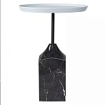 Кофейный столик с круглой столешницей и мраморным основанием Steel Reliability варинант исполнения - 1 | Loft Concept в Барнауле