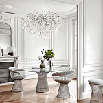 Люстра подвесная с прозрачными стеклянными подвесками в форме капель Диаметр 100 см Droplet Chandelier варинант исполнения - 21 | Loft Concept в Барнауле