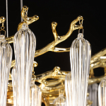 Люстра золотого цвета с декоративными ветками и длинными прозрачными стеклянными подвесами в форме сосулек Droplet Chandelier варинант исполнения - 6 | Loft Concept в Барнауле