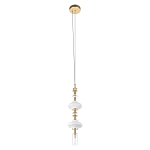 Подвесной светильник с белыми фигурными стеклянными элементами и бронзовыми вставками Высота 100 см Gabriel Scott Luna варинант исполнения - 4 | Loft Concept в Барнауле