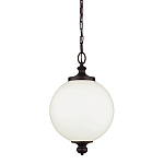 Подвесной светильник с белым стеклянным плафоном в форме шара на цепи Feiss варинант исполнения - 1 | Loft Concept в Барнауле
