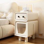 Тумбочка прикроватная с ящиком и стеклянной дверцей Робот Robot Bedside варинант исполнения - 2 | Loft Concept в Барнауле