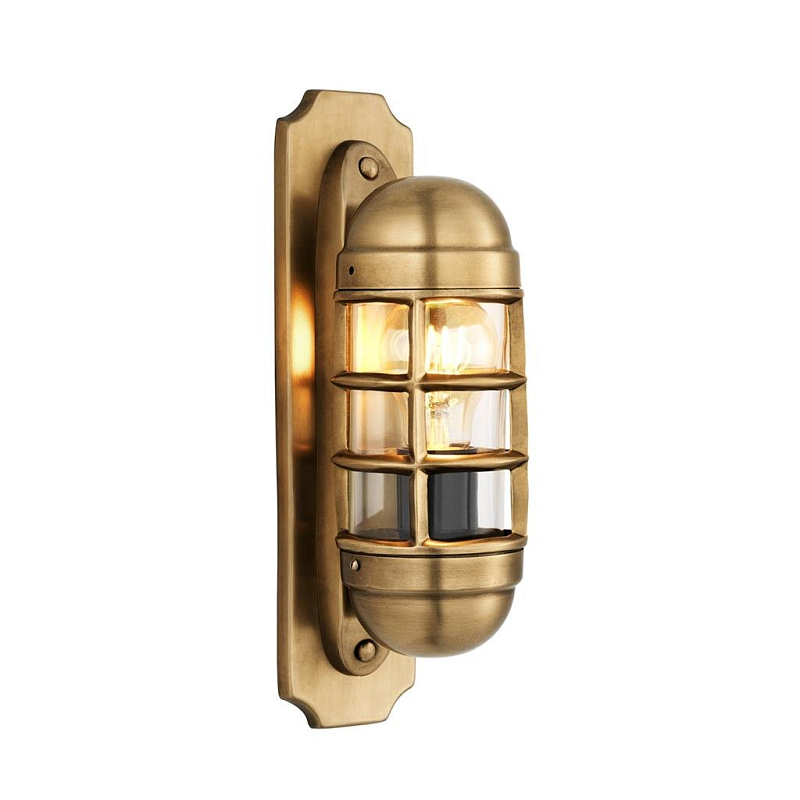 Бра Eichholtz Wall Lamp Le Caprice Brass Латунь Античная полированная Прозрачное Стекло в Барнауле | Loft Concept 