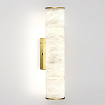 Бра с цилиндрическим плафоном из белого алебастра на прямоугольном основании Латунь Cryptocrystalline Stone варинант исполнения - 1 | Loft Concept в Барнауле