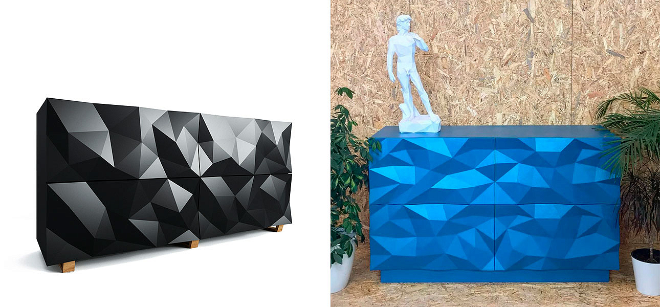 Комод с большими угловыми фигурами, две секции, 2 полки Geometric Greece Комод с большими угловыми фигурами, две секции, 2 полки Geometric Greece - Loft-Concept в Барнауле