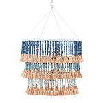 Люстра трехъярусная с декором из круглых деревянных бусин с кисточками Blue Wooden Beads Chandelier варинант исполнения - 1 | Loft Concept в Барнауле