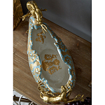 Чаша голубого цвета с оранментом и и бронзовыми фигурами леопардов Eden Garden варинант исполнения - 9 | Loft Concept в Барнауле