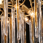 Люстра подвесная золотого цвета с разветвленными ветвями и прозрачными стеклянными подвесками Droplet Chandelier варинант исполнения - 5 | Loft Concept в Барнауле