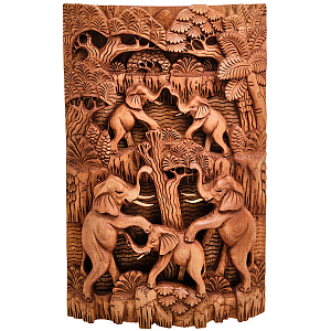 Панно из дерева пирамида из слонов Panel With Animals