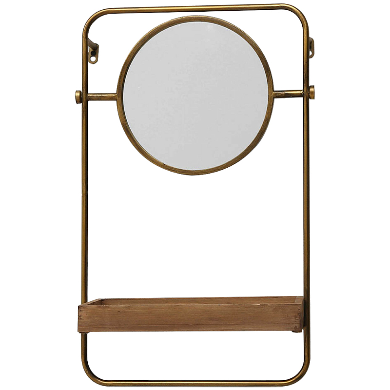 Настенное зеркало с полкой Roy Metal Mirror Коричневый Латунь Настенное зеркало с полкой Roy Metal Mirror Коричневый Латунь в Барнауле | Loft Concept