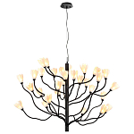 Люстра подвесная черного цвета с ветвями и белыми фарфоровыми цветами Floralis варинант исполнения - 11 | Loft Concept в Барнауле