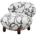 Кресло без подлокотников на деревянных ножках белое с вышивкой Sharp Armchair варинант исполнения - 1 | Loft Concept в Барнауле