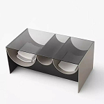 Дизайнерский журнальный стол с полукруглыми полками под столешницей Tiwoberoc варинант исполнения - 1 | Loft Concept в Барнауле