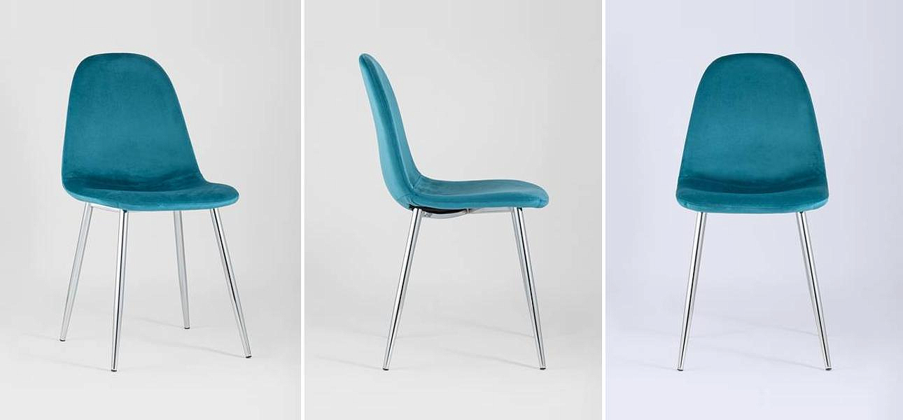 Стул Archie Chair Темно-Бирюзовый Велюр Хромированные ножки Стул Archie Chair Темно-Бирюзовый Велюр Хромированные ножки - Loft-Concept в Барнауле