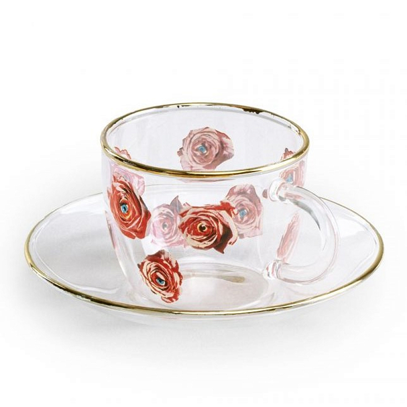 Кофейная пара Seletti Roses Прозрачный Золотой Красный Кофейная пара Seletti Roses Прозрачный Золотой Красный в Барнауле | Loft Concept