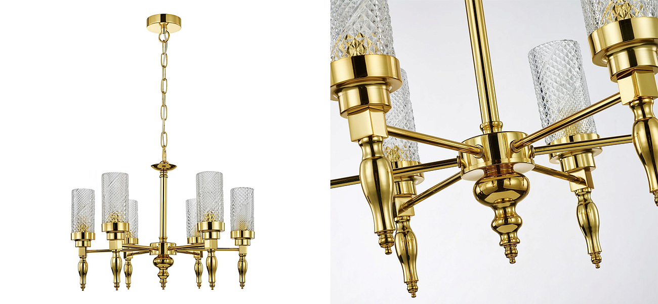 Люстра золотого цвета Balusters D55 см Люстра золотого цвета Balusters D55 см - Loft-Concept в Барнауле