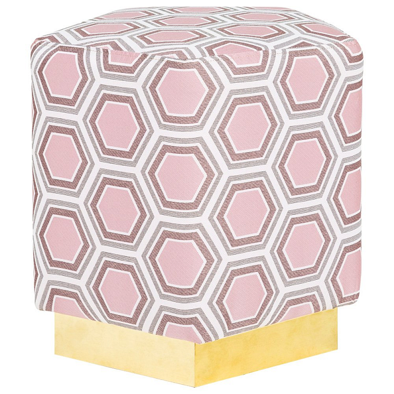 Пуф Hexagon Pink Geometry Латунь Розовый пастельный Белый в Барнауле | Loft Concept 
