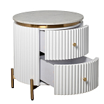 Тумбочка белая круглая с мраморной столешницей Thoroughbass варинант исполнения - 5 | Loft Concept в Барнауле