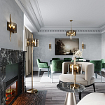 Бра с изогнутым плафоном на бронзовом основании с вертикальным декором из металлических трубок Sohne варинант исполнения - 2 | Loft Concept в Барнауле