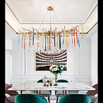 Люстра на подвесе с каркасом из металла и цветными подвесками из стекла Droplet Chandelier варинант исполнения - 4 | Loft Concept в Барнауле