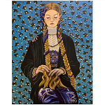 Панно ручная вышивка бисером Портрет девушки в голубых тонах варинант исполнения - 1 | Loft Concept в Барнауле