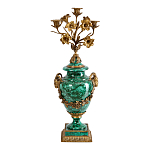 Подсвечник из фарфора с бронзовыми цветочными элементами Malachite Candlestick варинант исполнения - 1 | Loft Concept в Барнауле