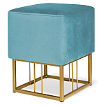 Пуф квадратный голубой велюр на золотом металлическом основании Celeste Blue варинант исполнения - 1 | Loft Concept в Барнауле