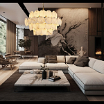 Люстра четырехъярусная с подвесками в форме дисков Cryptocrystalline Stone варинант исполнения - 5 | Loft Concept в Барнауле