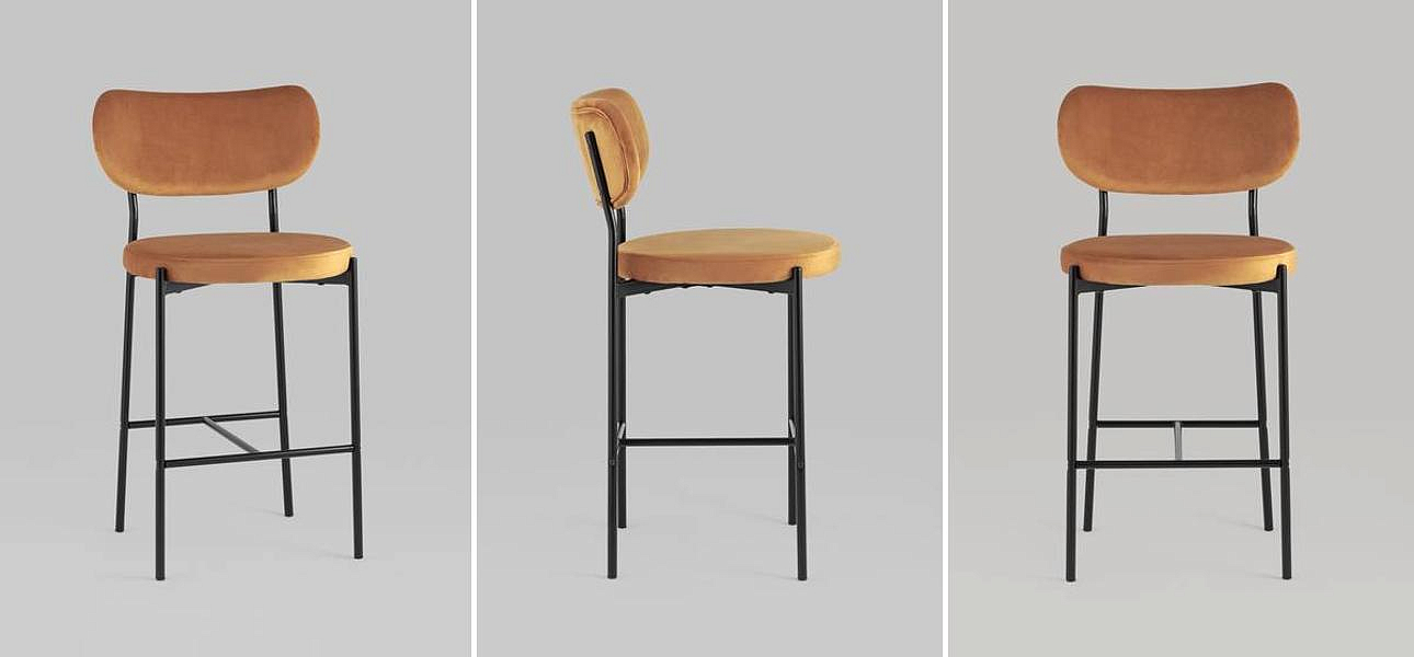 Барный Стул Alfie Chair Черные ножки Терракотовый Велюр Барный Стул Alfie Chair Черные ножки Терракотовый Велюр - Loft-Concept в Барнауле