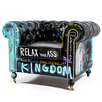 Кресло "Баския и Уорхол" Basquiat Warhol graffiti chair натуральная кожа варинант исполнения - 10 | Loft Concept в Барнауле