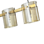 Подвесной светильник светодиодный с 5-ю цилиндрическими плафонами коньячного цвета из стекла и стали Andrea Сhandelier Сognac варинант исполнения - 1 | Loft Concept в Барнауле