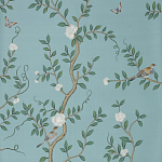 Обои ручная роспись Gustavian Garden Special Colourway on Duck Egg dyed silk варинант исполнения - 2 | Loft Concept в Барнауле