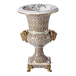 Ваза с овнами из фарфора с бронзовыми элементами Bronze Aries варинант исполнения - 1 | Loft Concept в Барнауле