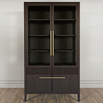 Витрина Primo со стеклянными фасадами и буфетом шпон Темный орех варинант исполнения - 2 | Loft Concept в Барнауле