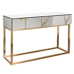 Консоль с ящиками зеркальная с золотым декором Gold Painted Mirror Console варинант исполнения - 1 | Loft Concept в Барнауле