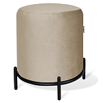 Банкетка круглая бежевый велюр на 4-х металлических ножках черного цвета SANJAY варинант исполнения - 1 | Loft Concept в Барнауле