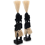 Комплект из 2-х деревянных статуэток Asmat Straw Headdress Statuettes Black варинант исполнения - 2 | Loft Concept в Барнауле