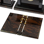 Настольный письменный набор с часами из природного камня обсидиана  Gift for Manager варинант исполнения - 3 | Loft Concept в Барнауле