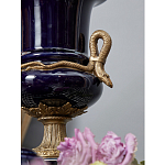 Ваза темно-синего цвета из фарфора с бронзовыми ручками в виде змей Высота 39 см Eden Garden porcelain and bronze варинант исполнения - 2 | Loft Concept в Барнауле