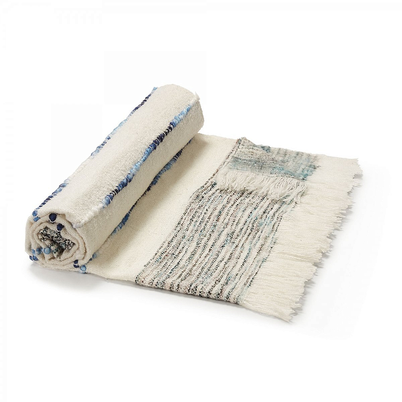 Плед Plaid Boho Lightness Белый Синий Плед Plaid Boho Lightness Белый Синий в Барнауле | Loft Concept
