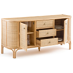 Длинный комод из ротанга с дверцами и ящиками Simone Rattan Chest of Drawers варинант исполнения - 3 | Loft Concept в Барнауле