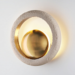 Бра с бежевым текстурным кольцом и латунным шаром в центре Tactile  варинант исполнения - 3 | Loft Concept в Барнауле