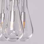 Люстра с 9-ю прозрачными плафонами из стекла в форме капли на прямоугольном потолочном основании цвета хром Lucid Rain  варинант исполнения - 8 | Loft Concept в Барнауле